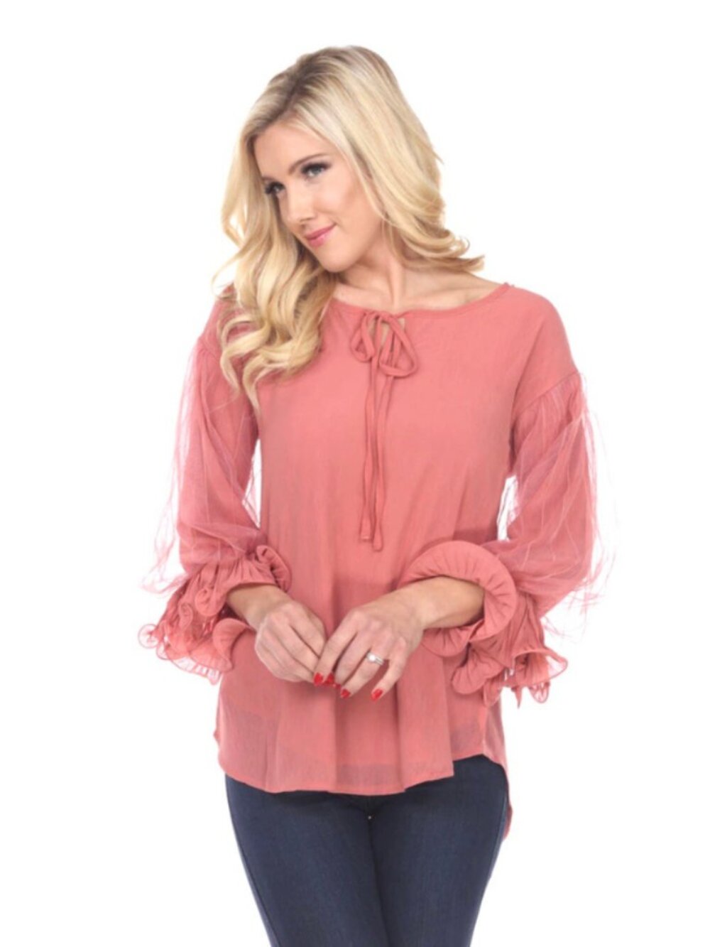 NWT PRETTY ANGEL Tacoma Long Sleeve Blouse In Coral S-XL